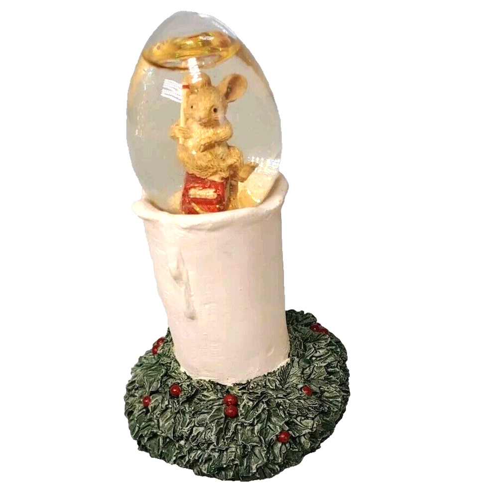Christmas Candle Glitter Snow Globe Mouse Water Wonders Candlelight 5 inch
